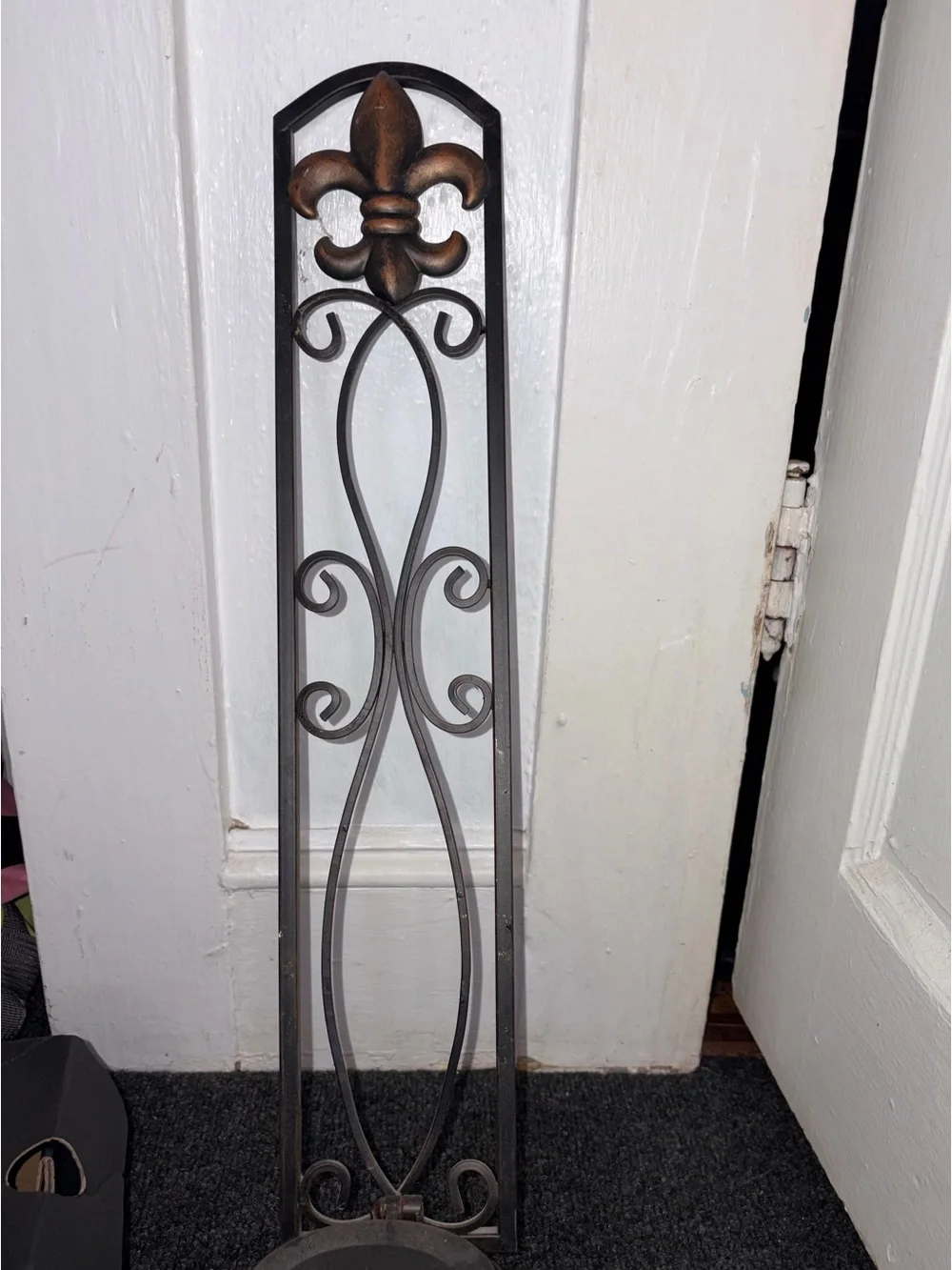Antique Metal Fleur-de-Lis Wall Sconce Candle Holders - Bronze & Black